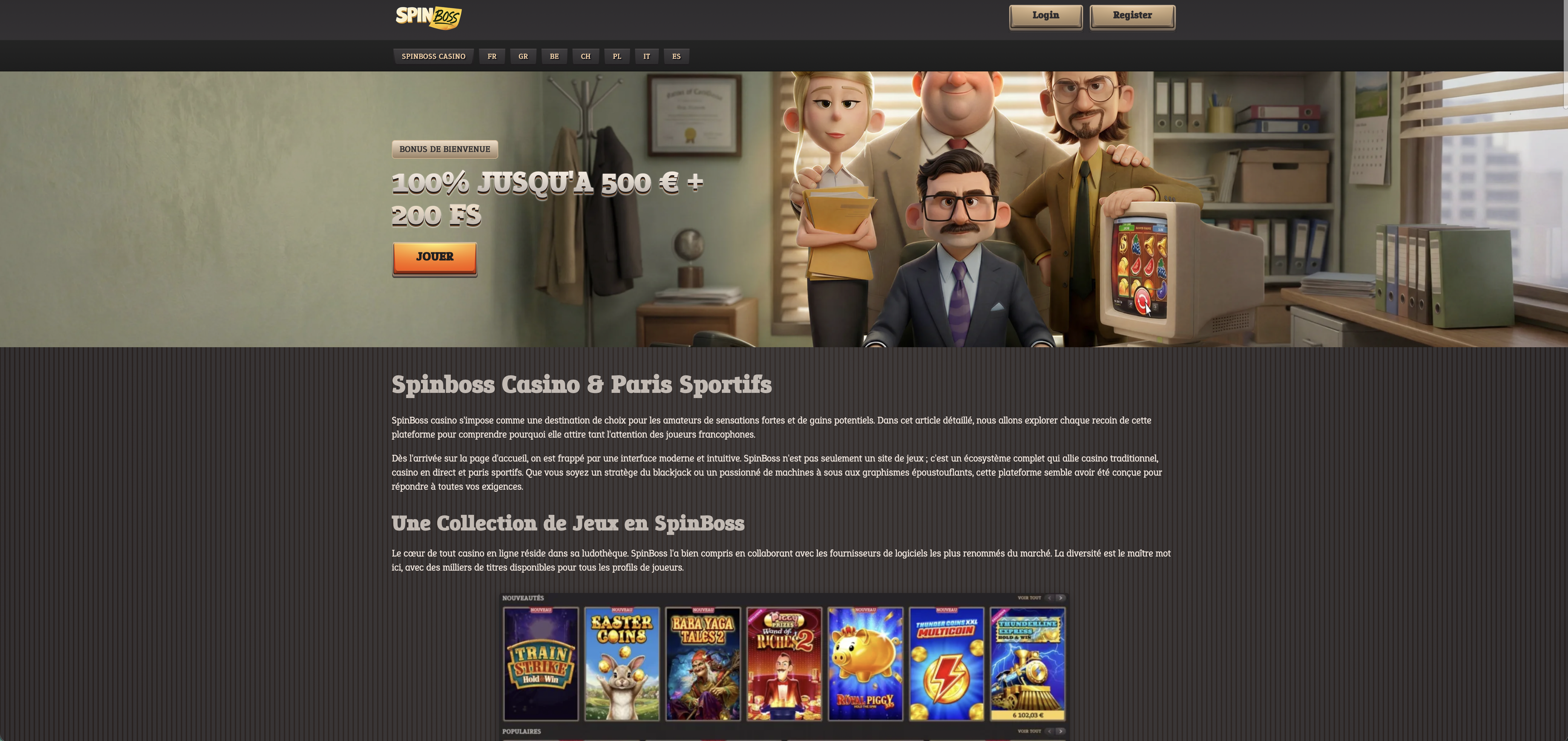 Capture d’écran de SpinBoss Casino